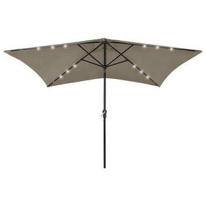 Umbrela de soare cu stalp din otel si LED-uri vidaXL 313789, 200 x 300 x 247 cm, Gri taupe imagine