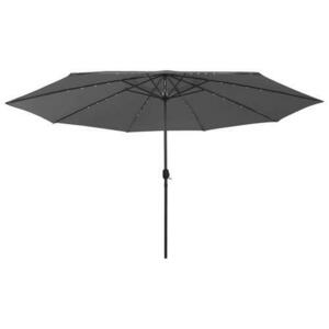 Umbrela de soare exterior vidaXL 312532, LED-uri & stalp metal, 400 cm, 8.5 kg, Antracit imagine
