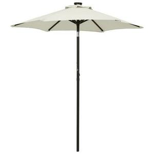 Umbrela de soare cu lumini LED vidaXL 313557, 200x211 cm, aluminiu, 3.4 kg, Nisipiu imagine