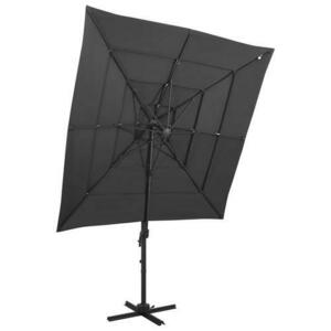 Umbrela de soare 4 niveluri vidaXL 313822, stalp aluminiu, 250x250 cm, 17.6 kg, Antracit imagine