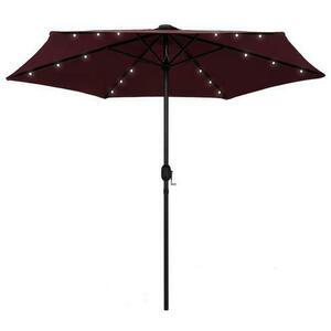 Umbrela de soare vidaXL 47356, LED-uri si stalp aluminiu, 270 cm, 4.42 kg, Rosu bordo imagine