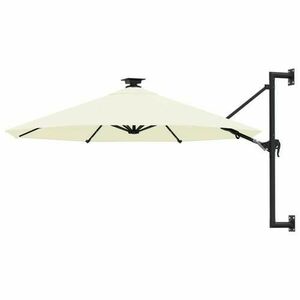 Umbrela soare montaj pe perete LED vidaXL 312522, 300 cm, 9.35 kg, Nisipiu imagine