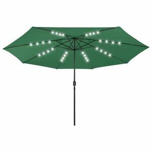 Umbrela de soare exterior vidaXL 312531, 32 becuri LED, 400 x 267 cm, Verde imagine
