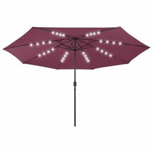 Umbrela de soare pentru exterior cu LED si stalp din metal vidaXL 312534, 400 x 267 cm, Rosu bordo imagine