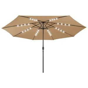 Umbrela de soare pentru exterior cu LED si stalp din metal vidaXL 312533, 400 x 267 cm, Gri Taupe imagine