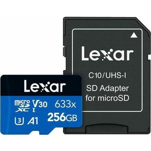 Card de memorie Lexar 633x microSDXC, 256GB, UHS-I + adaptor SD imagine