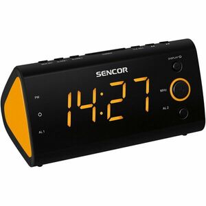 Radio cu ceas FM SRC 170 Sencor, display 1.2 inch, alarma duala, temperatura interioata, negru/portocaliu imagine