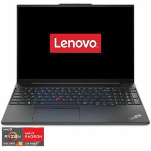 Laptop Lenovo ThinkPad E16 Gen 1, 16 FHD, cu procesor AMD Ryzen R5 7530U, 16GB RAM, 512GB SSD, Radeon, NoOS, Black imagine