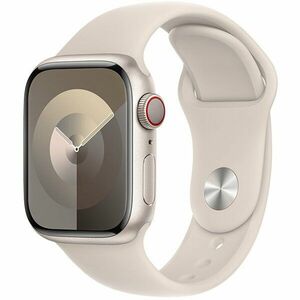 Apple Watch 9, GPS, Cellular, Carcasa Starlight Aluminium 45mm, Starlight Sport Band - S/M imagine