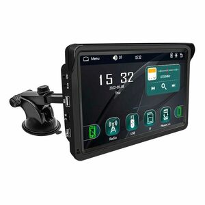 Sistem Multimedia Techstar® Apple Carplay/Android, Ecran tactil, 7 inch 1080P Full HD, Bluetooth, Mirror Link/card TF/USB/AUX, Negru imagine