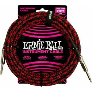 Ernie Ball Braided Straight Straight Inst Cable Negru-Roșu 7, 5 m Drept - Drept imagine