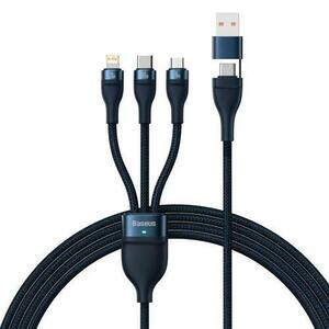 Cablu pentru incarcare si transfer de date Baseus Flash Series II 3 in 1, USB/USB-C - USB Type-C/Lightning/Micro-USB, 100W, 1.2m, Albastru imagine