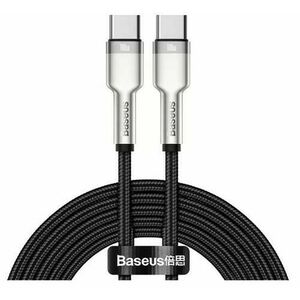Cablu de date Baseus Cafule Series Metal USB-C la USB-C, 100W, 2m (Negru/Argintiu) imagine