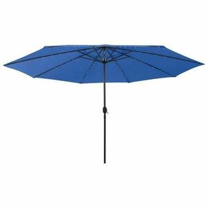 Umbrela de soare exterior vidaXL 312537, LED-uri si stalp metal, 400 cm, 8.5 kg, Albastru azuriu imagine