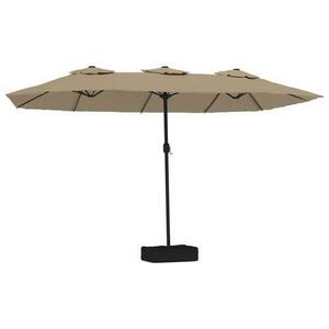 Umbrela soare cu doua capete cu LED-uri vidaXL 362956, 449x245 cm, 16.9 kg, Gri taupe imagine