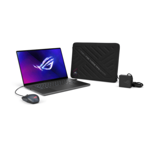 Laptop Gaming ASUS ROG Zephyrus G16 GU605MV (Procesor Intel® Core™ Ultra 9 185H (24M Cache, up to 5.10 GHz), 16inch OLED 2.5K, 32GB, 1TB SSD, NVIDIA GeForce RTX 4060 @8GB, DLSS 3.0, Gri) + Husa ROG Zephyrus G16 Sleeve (2024) + Mouse Gaming ROG Impact imagine