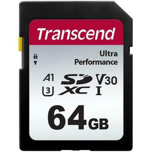 Card memorie Transcend 340S, Class 10, SDXC, 64GB, U3, V30, A1, 160MB/s, 50 MB/s imagine