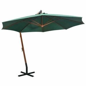 Umbrela de soare suspendata vidaXL 42965, 350 cm, stalp din lemn, Verde imagine