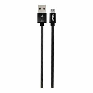 Cablu de date GRIXX Optimum, Micro USB - USB, impletit, lungime 3m, Negru imagine