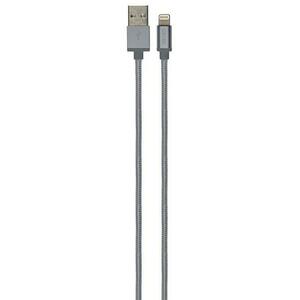 Cablu de date GRIXX Optimum, USB - Lightning, Apple MFI License, impletit, lungime 1m, Gri imagine