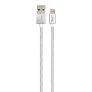 Cablu de date GRIXX Optimum, USB - Lightning, Apple MFI License, impletit, lungime 1m, Alb imagine