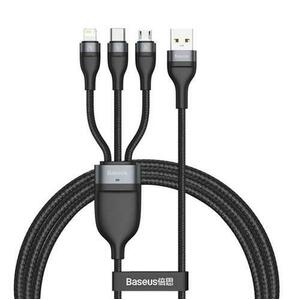 Cablu Incarcare USB-A - Lightning / microUSB / USB-C Baseus Flash Series, 66W, 1.2m, Negru CA1T3-G1 imagine