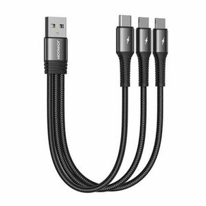 Cablu Incarcare USB-A - 2 x Lightning / USB-C Joyroom S-01530G10, 20W, 0.15m, Negru imagine