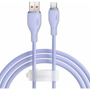 Cablu de date Baseus Pudding Series, USB la USB-C, 100W, Fast Charging, 2m, Violet imagine