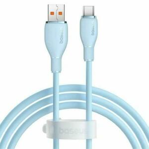 Cablu de date Baseus Pudding Series, USB la USB-C, 100W, Fast Charging, 2m, Albastru imagine