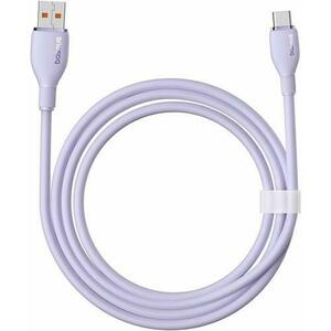 Cablu de date Baseus Pudding Series, USB la USB-C, 100W, Fast Charging, 1.2m, Violet imagine