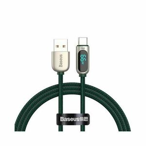 Cablu de date Baseus Display, USB la USB-C, Fast Charging, 66W, 1m, Verde imagine