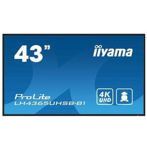 Ecran Profesional IPS LED iiyama ProLite 42.5inch LH4365UHSB-B1, UHD (3840 x 2160), HDMI, DisplayPort, Boxe (Negru) imagine