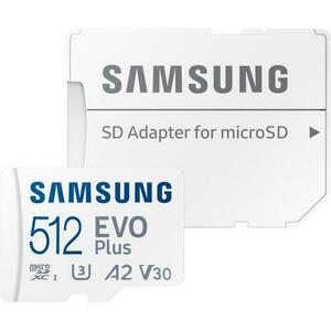 Card de memorie Samsung EVO Plus MB-MC512SA, 512GB, microSDXC, UHS-I U3, A2, V30, 160MB/s, Adaptor SD inclus imagine