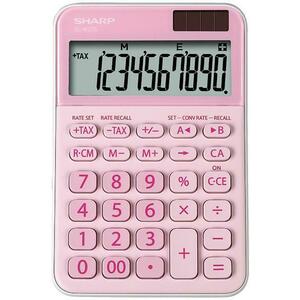 Calculator de birou Sharp SH-ELM335BPK, 10 cifre, Dual power (Roz) imagine