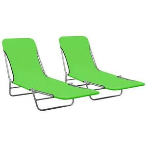 Set 2 sezlonguri de plaja pliabile vidaXL 310343, otel & textil (Verde) imagine