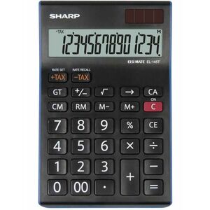 Calculator de birou SH-EL145TBL, 14 Cifre, Dual power, Calculator taxa (Negru) imagine