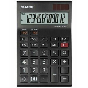 Calculator de birou Sharp SH-EL125TWH, 12 Cifre, Dual Power, Calculator taxa imagine