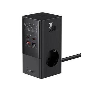 Incarcator retea Baseus PowerCombo, cu prelungitor, 35 W, 3x AC, 2x USB-C, 2x USB-A, 1.5m (Negru) imagine