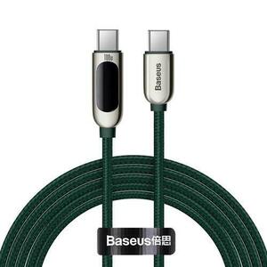 Cablu de date Baseus Display CATSK-C06, USB-C la USB-C, 100W, Fast Charging, 2m (Verde) imagine