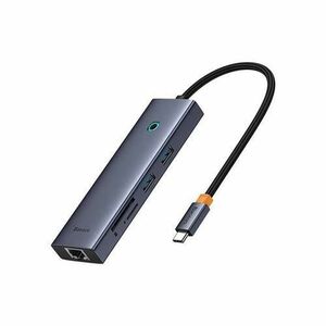 Hub USB Baseus UltraJoy 7-in-1, USB-C la HDMI4K@60Hz, 2xUSB 3.0, 1xPD, 1xRJ45, 1xSD, 1xTF3.0, 100W (Gri) imagine