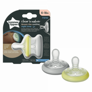 Suzeta de noapte Tommee Tippee Closer to Nature, 6 - 18 luni Breast like soother, 2 buc imagine