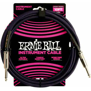 Ernie Ball Braided Straight Straight Inst Cable Negru-Violet 3 m Drept - Oblic imagine