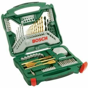 Set 70 accesorii Bosch X-line Titanium, biti, chei tubulare, adaptor chei tubulare, burghie titan, metal, piatra si lemn imagine