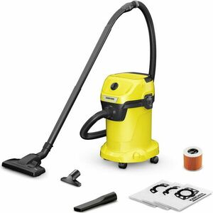 Aspirator umed-uscat Karcher WD 3 V-19/6/20 Home, 1.628-120.0, Aspirare umeda si uscata, rezervor de 19 L, furtun de 2 m, 1000 W, functie de suflare, include 3 saci de filtrare, sistem de blocare Pull & Push, Galben/Negru imagine