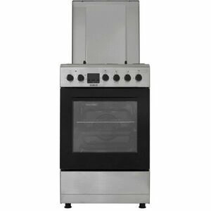 Aragaz Samus SM563AENS INOX, 4 arzatoare, cuptor electric, aprindere electrica, grill, timer digital, lumina interioara, capac de metal, inox imagine