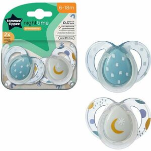 Suzeta Tommee Tippee de noapte, design ortodontic simetric, fara BPA, include cutie de sterilizare, 6-18 luni, 2 buc, luna imagine