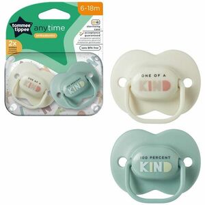 Suzeta Tommee Tippee Anytime, design ortodontic simetric, fara BPA, include cutie de sterilizare, 6-18 luni, 2 buc, verde alb imagine