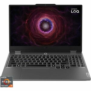 Laptop Lenovo Gaming 15.6'' LOQ 15ARP9, FHD IPS 144Hz G-Sync, Procesor AMD Ryzen™ 7 7435HS (16M Cache, up to 4.50 GHz), 12GB DDR5, 512GB SSD, GeForce RTX 4050 6GB, No OS, Luna Grey imagine