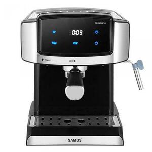 Espressor Samus Passion 20, 850 W, Presiune abur 20 bari, Touch Control, Rezervor apa 1500 ml, Filtru detasabil din inox, Duza capuccino (Negru/Inox) imagine