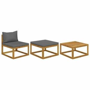 Set mobilier de gradina vidaXL 311854, 3 Piese, Perne gri inchis, Lemn masiv acacia imagine